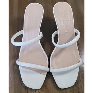 J.Crew White Leather Double Strap Wedge Sandals 10 Open Toe